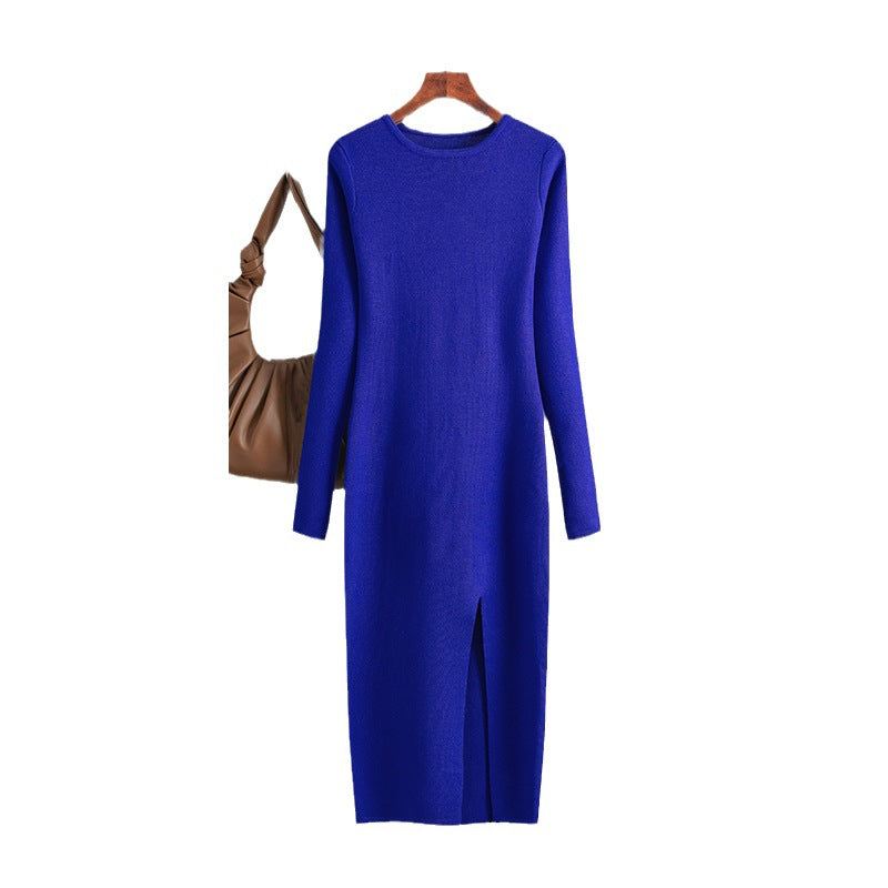 Vireous Daily Business Wear Long Sleeve Skinny Knit Dress