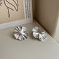 Heavy-Duty Texture Large Flower 925 Sterling Silver Earrings