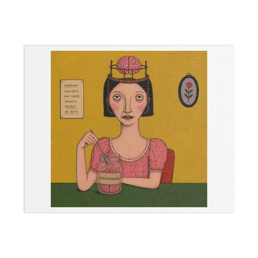 Over Thinking, Cartoon Art Print on Canvas