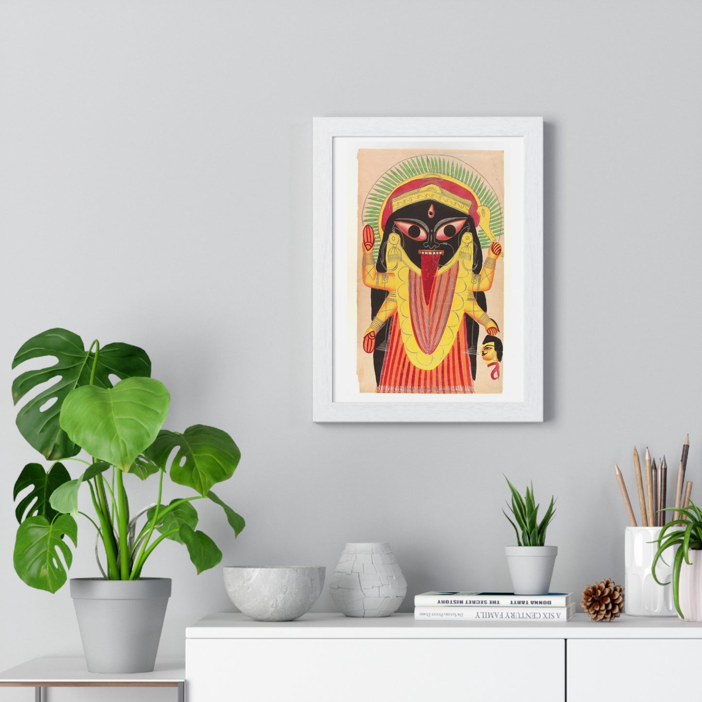 Kali Holding a Demon's Head, Indian Watercolour, from the Original, Framed Art Print