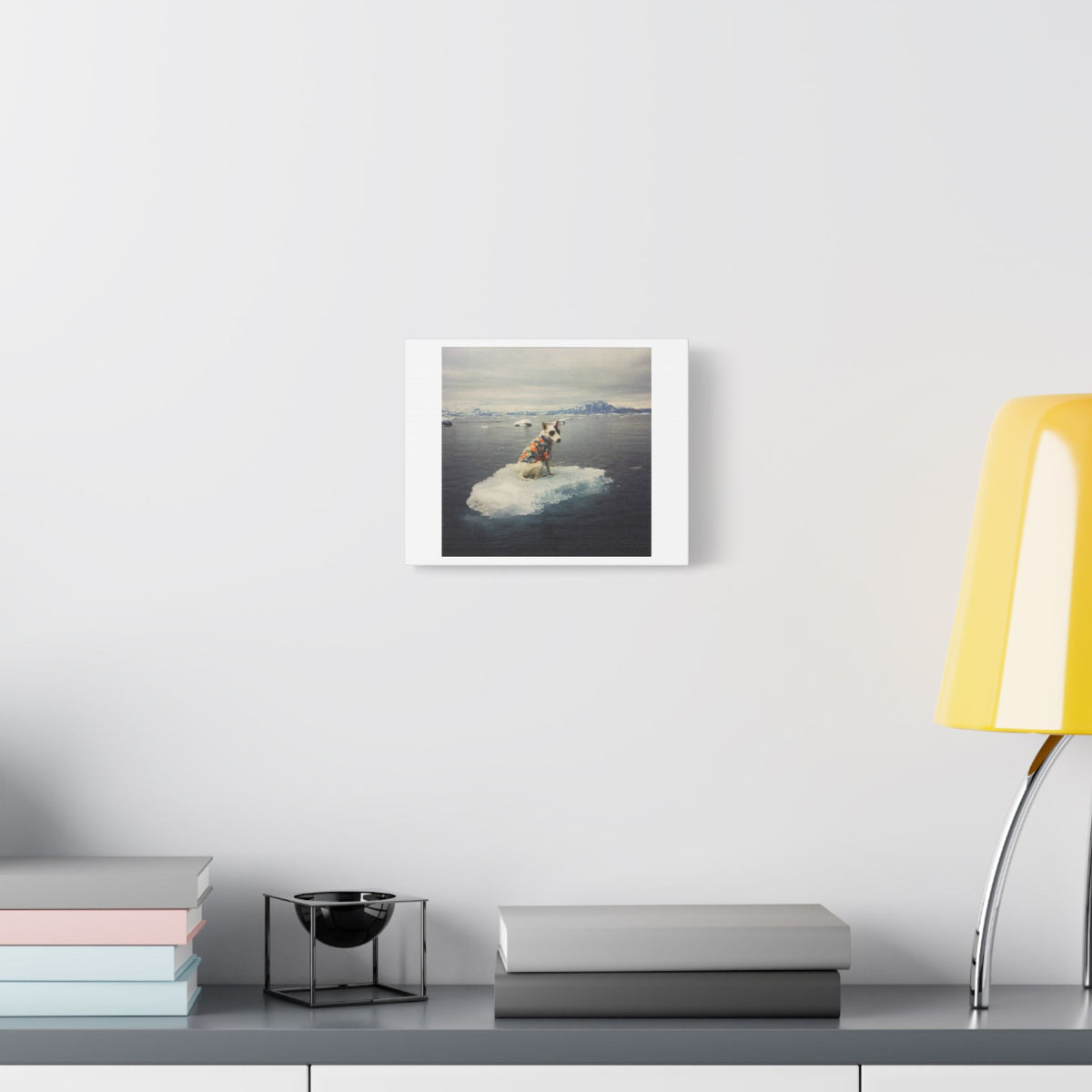Arctic Adventure Dog, Surrealist Stretched Canvas Wall Art
