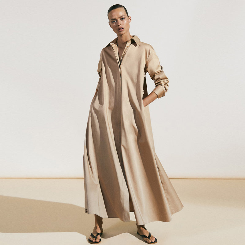 Vireous Street-Style Women's Floaty Shirt Dress