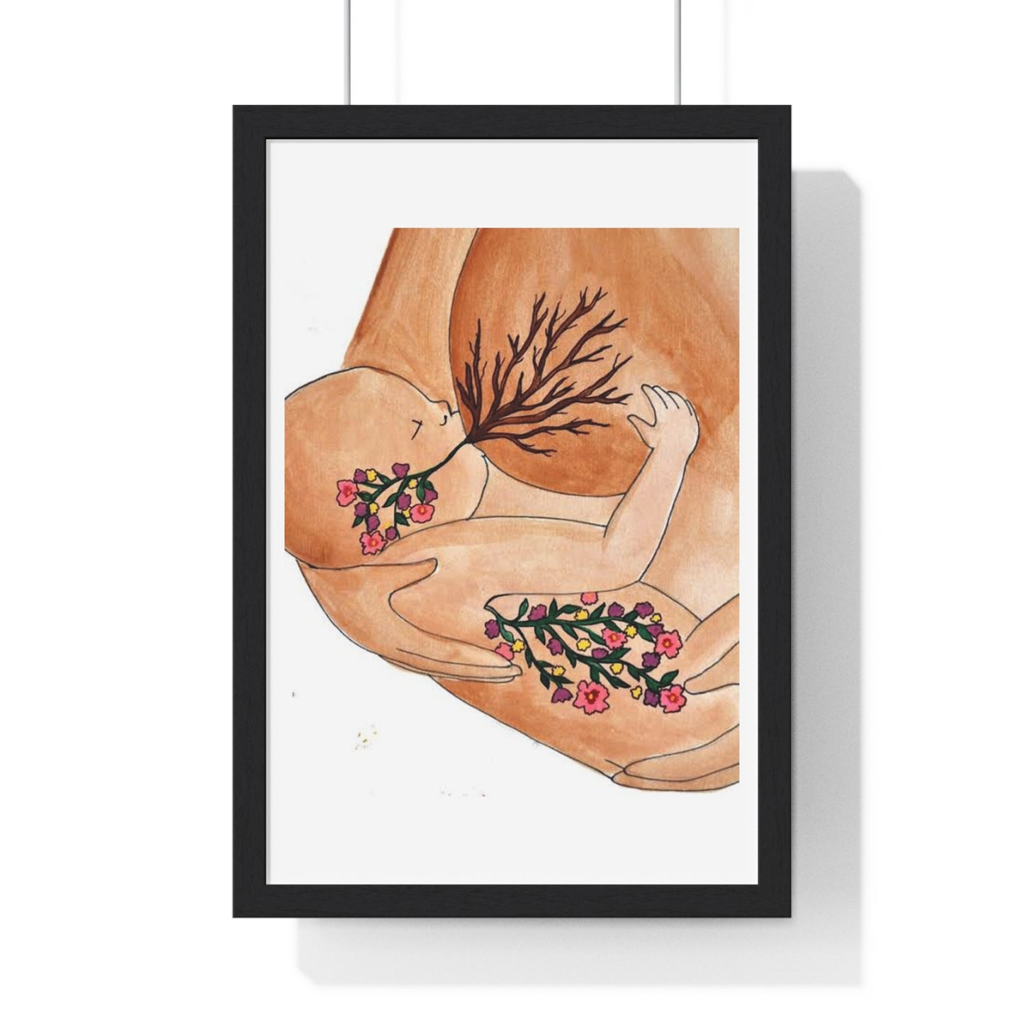 Mother and Baby, Abstract Art 'Designed by AI' Framed Print