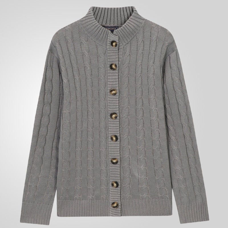 Men's Stand Collar Classic Jacquard Knit Cardigan