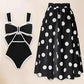 Women's One-Piece Classic Swimsuit with Matching Cover Up Skirt