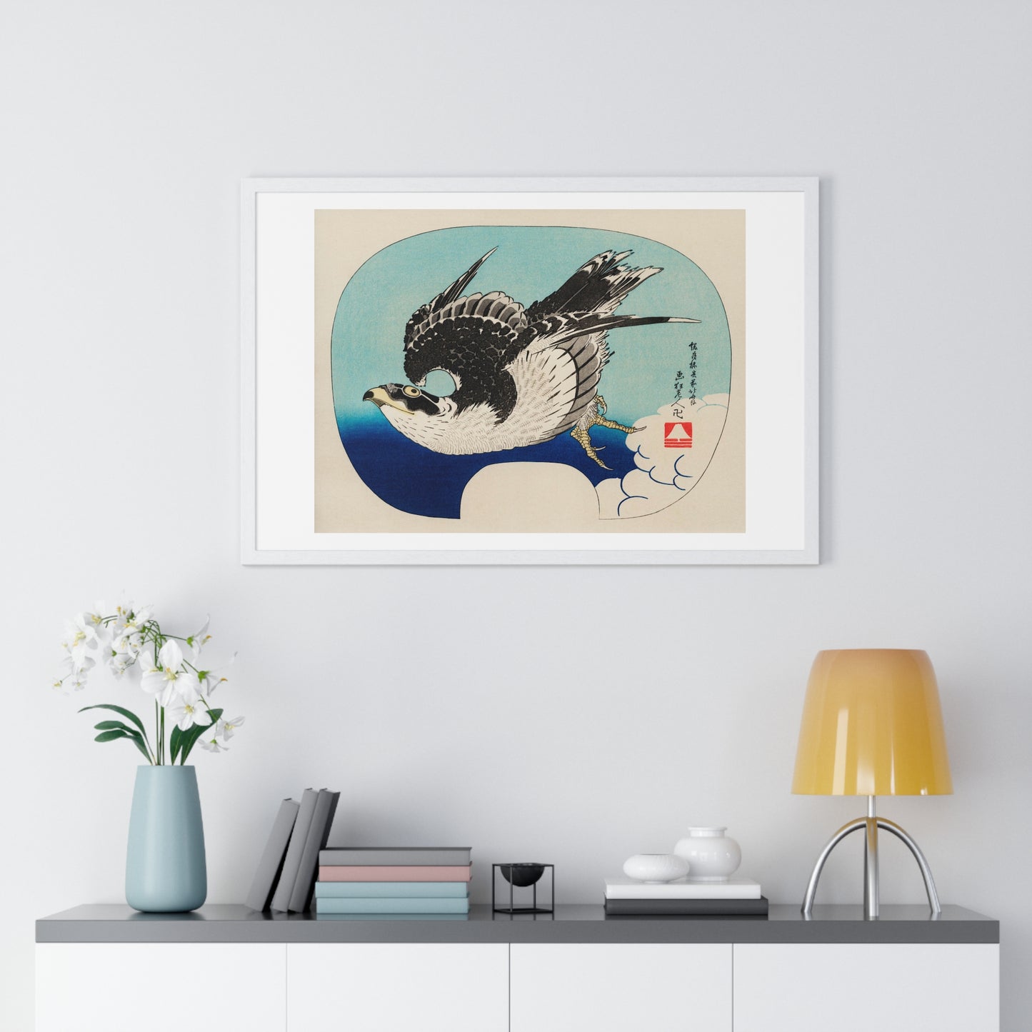 Ukiyo-e Illustration 'Hawk' (1849) by Katsushika Hokusai, from the Original, Framed Art Print