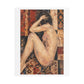 Textured Contemplative Figure Against Ornate Tapestry, Art Print on Satin Canvas, Stretched