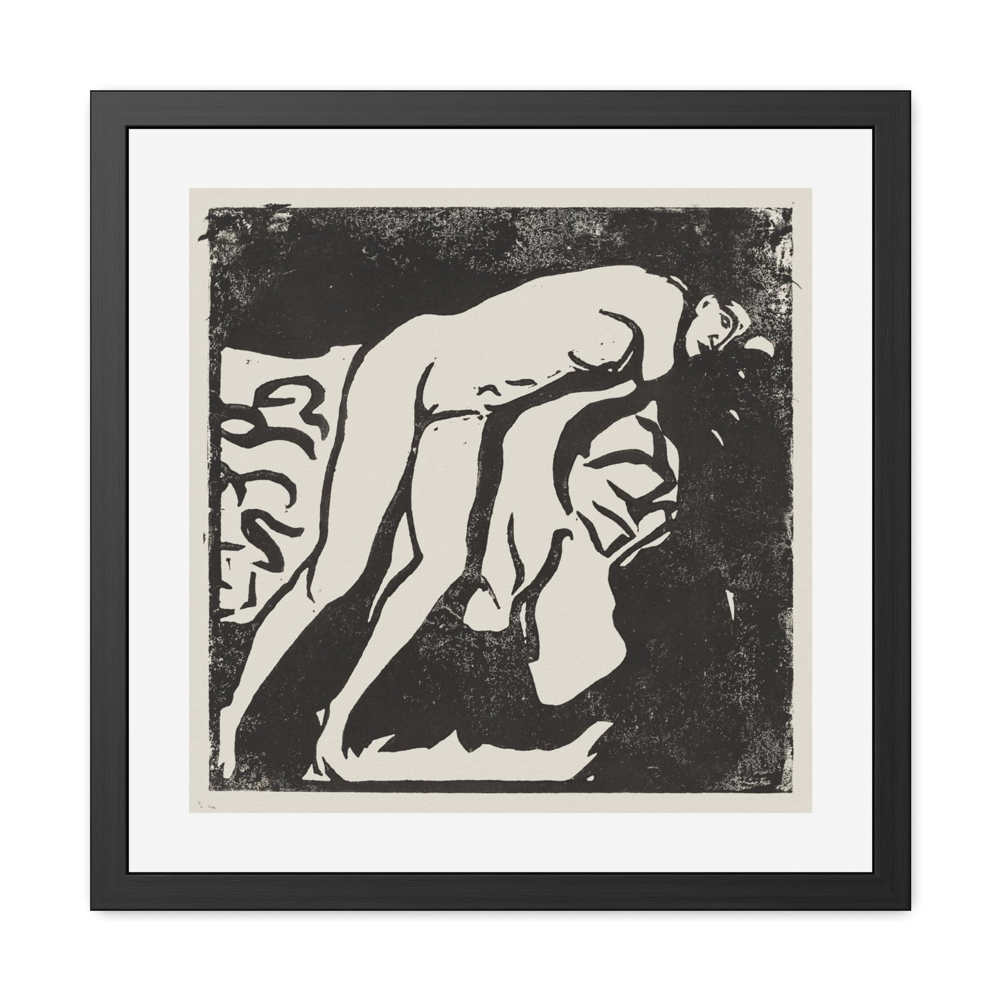 Nude Girl (1906) by Ernst Ludwig Kirchner from the Original, Wooden Framed Print