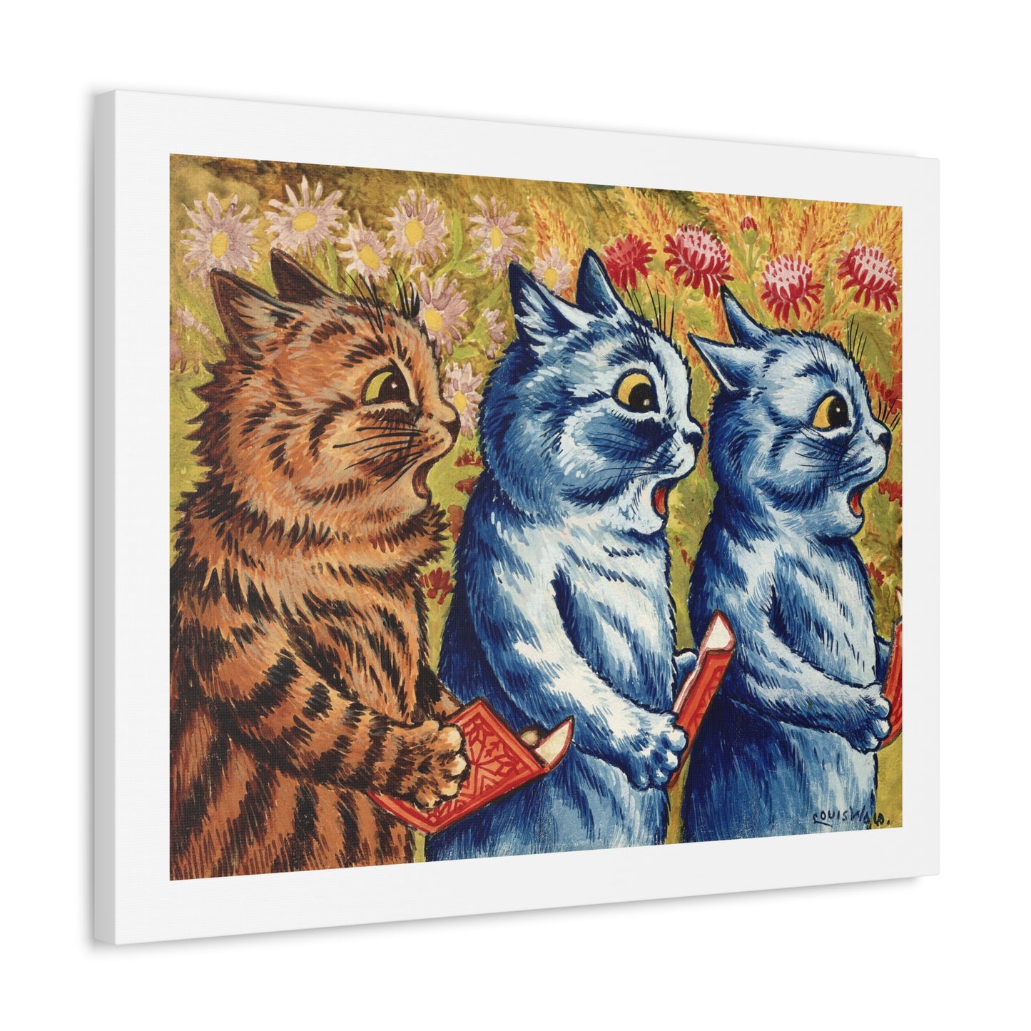 Three Cats Singing (1925-1939) by Louis Wain, from the Original, Art Print on Canvas