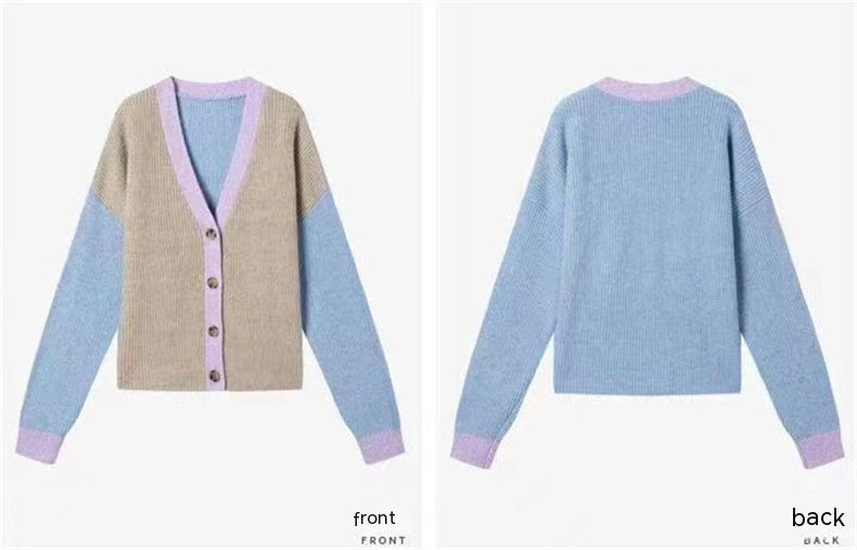 Women's V-Neck Loose Knitted Cardigan, Spring and Autumn Collection