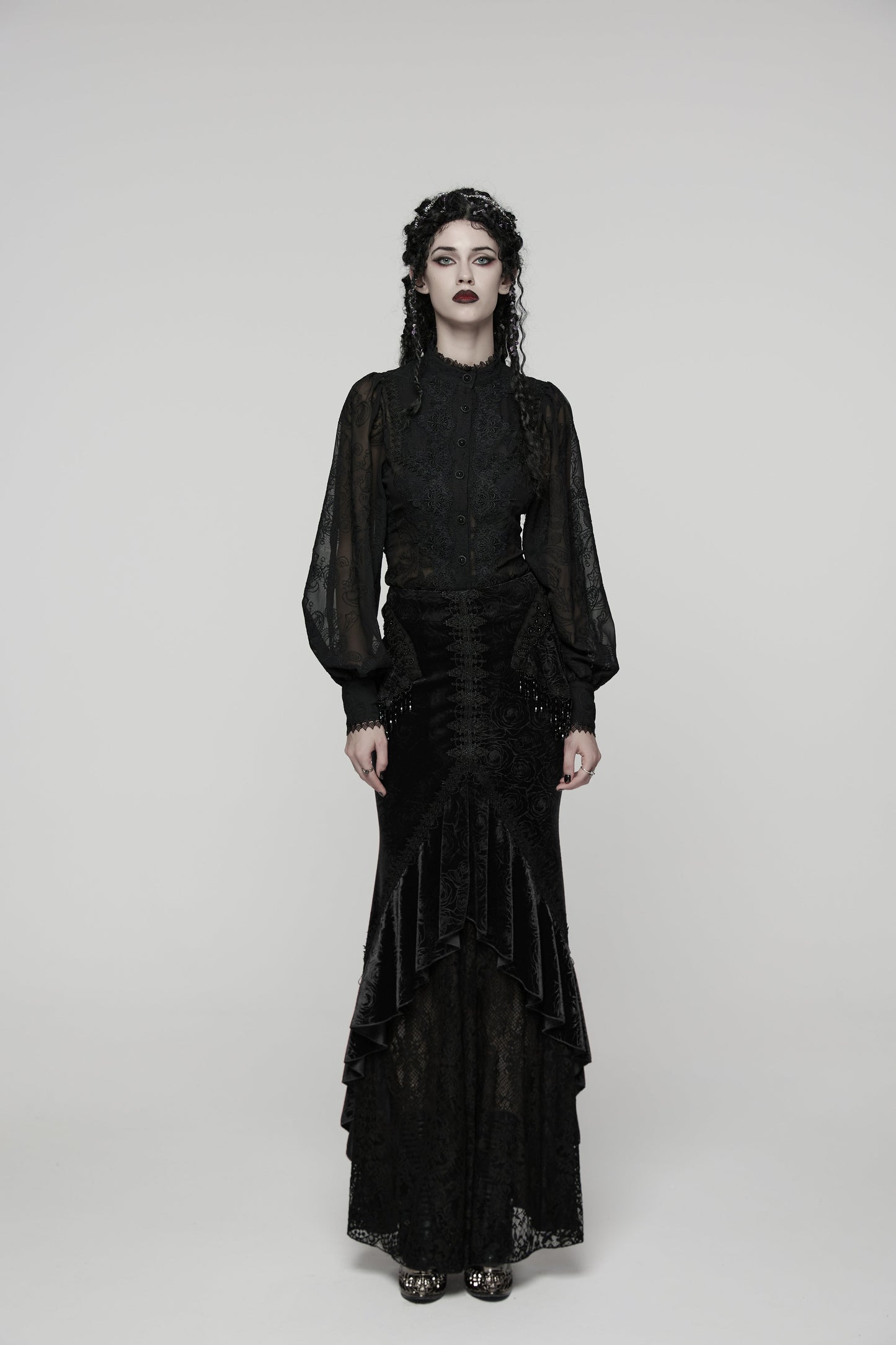 Punk Rave Goth Gorgeous Fishtail Skirt in Black
