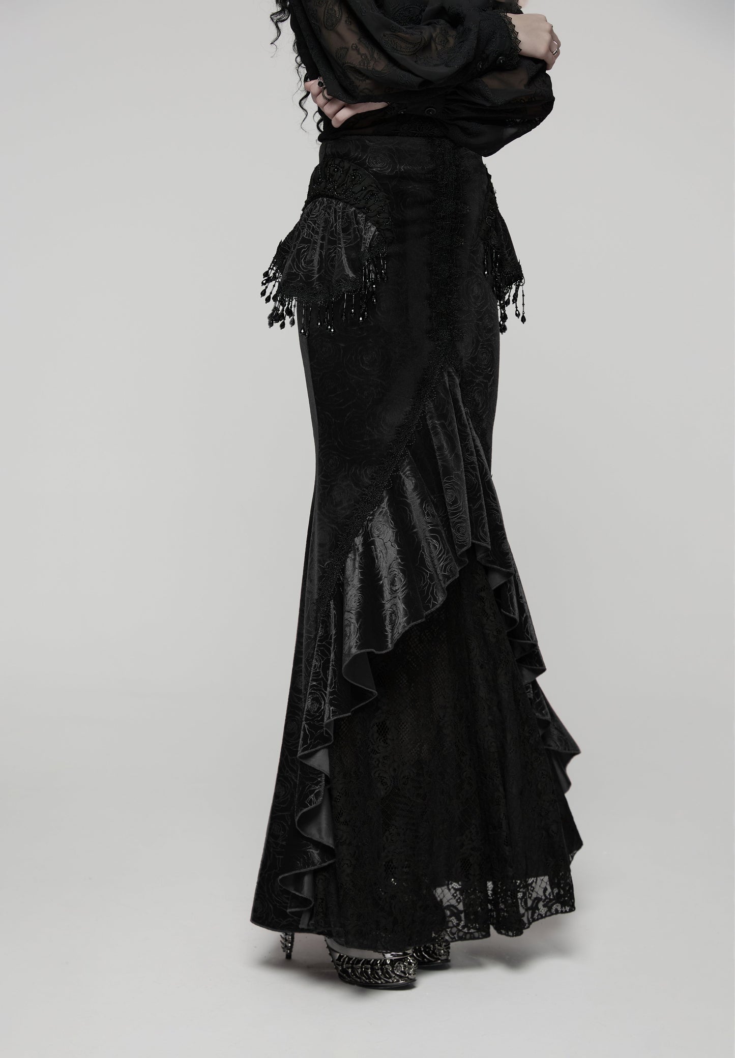 Punk Rave Goth Gorgeous Fishtail Skirt in Black