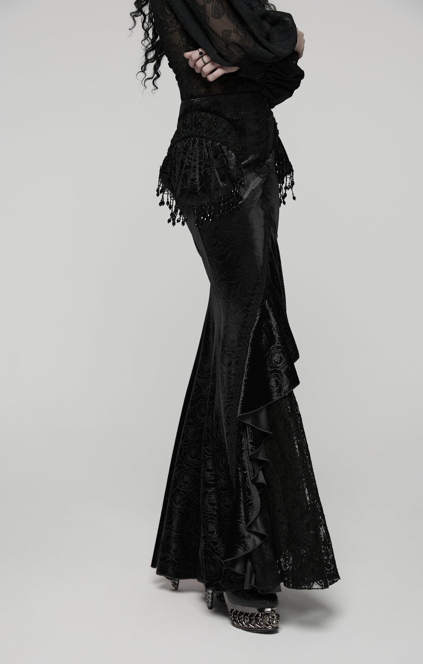 Punk Rave Goth Gorgeous Fishtail Skirt in Black