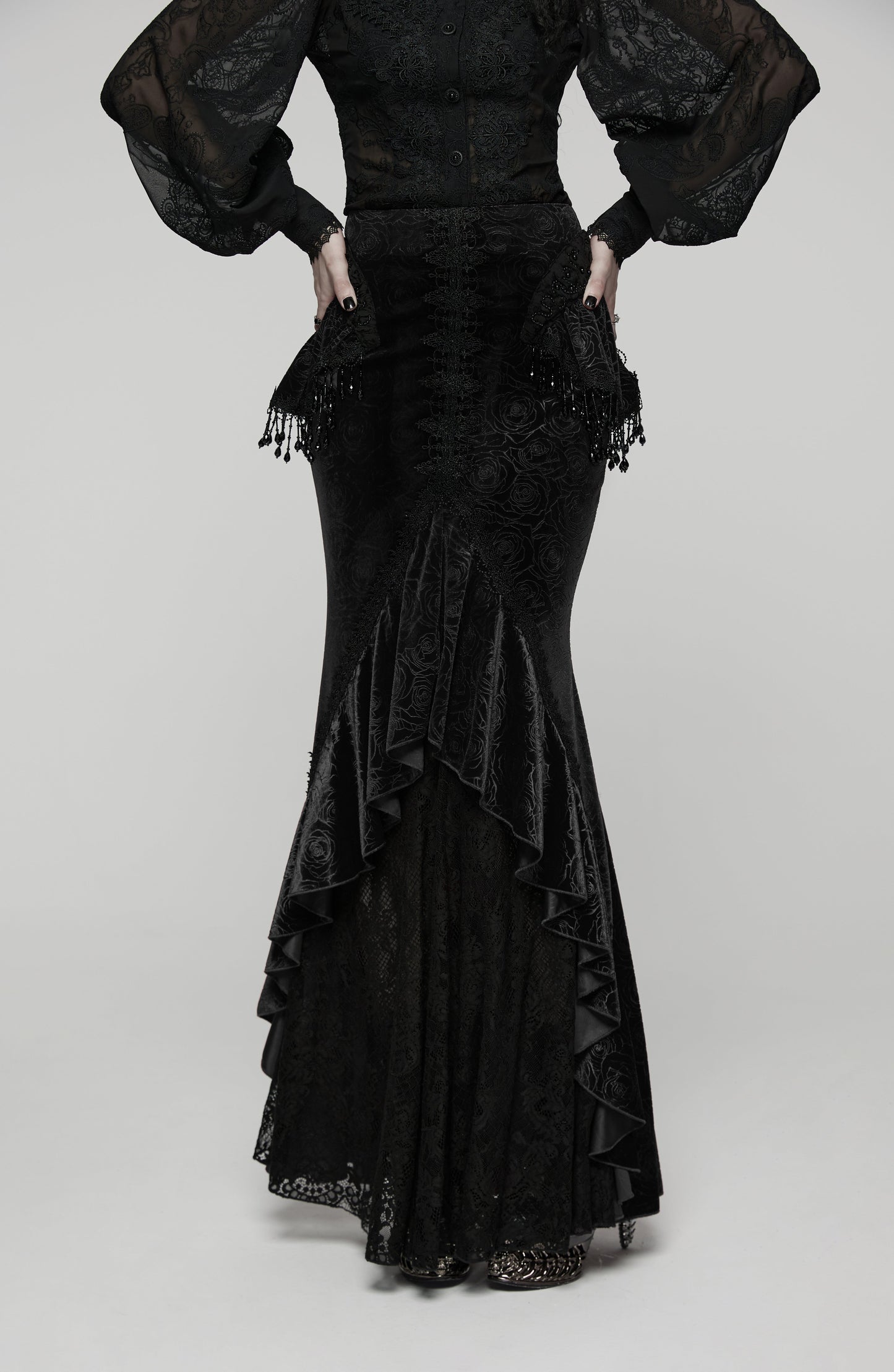 Punk Rave Goth Gorgeous Fishtail Skirt in Black