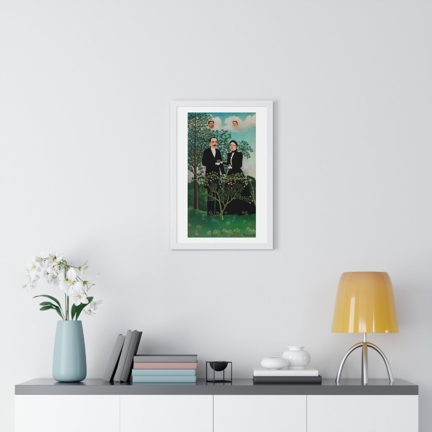 The Past and the Present, or Philosophical Thought 'Le Passé et le Présent, ou Pensée Philosophique' (1899) by Henri Rousseau, Framed Art Print