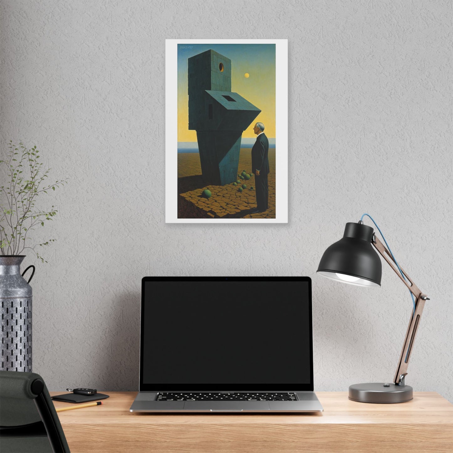 Man at the Watchtower II, Surrealist Art Style 'Designed by AI' Canvas Art Print