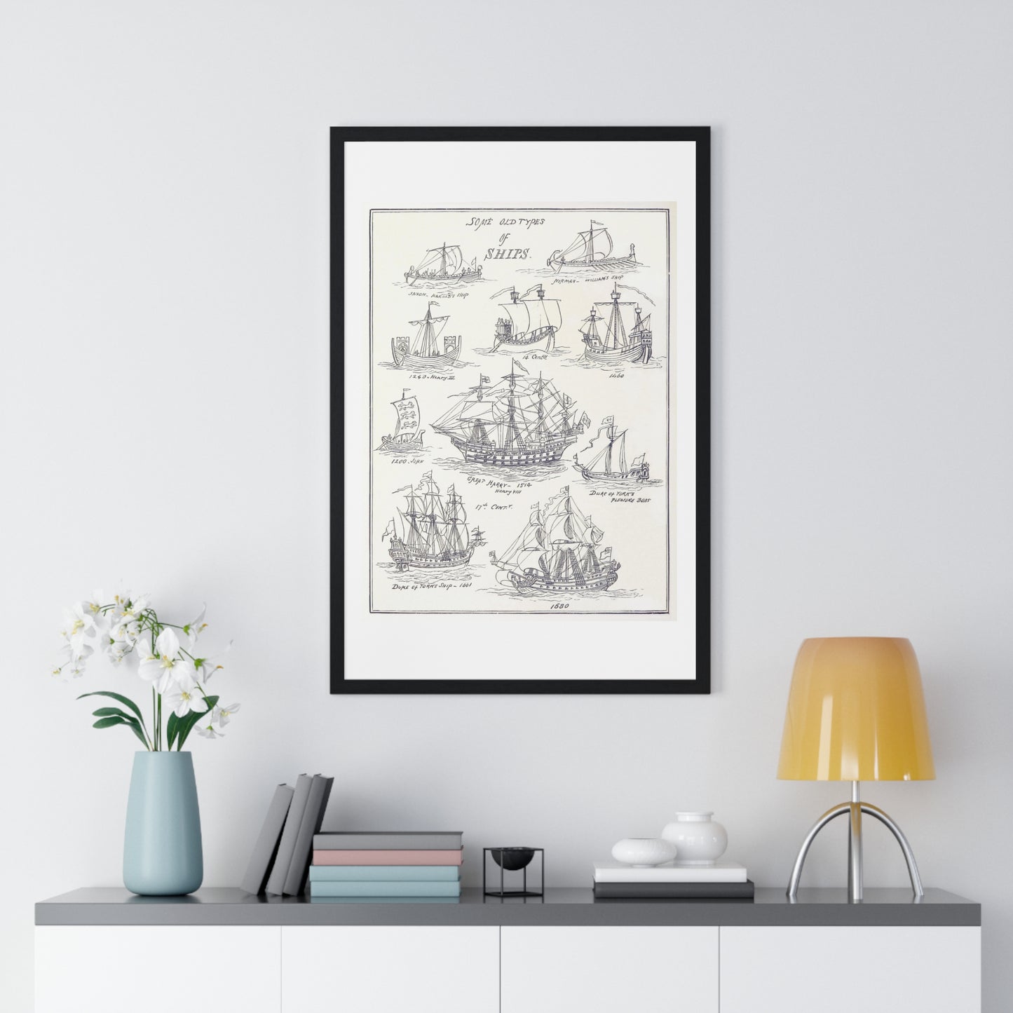 Types of Ships Drawn with Pen and Pencil (1882) by James Macaulay from the Original, Framed Art Print