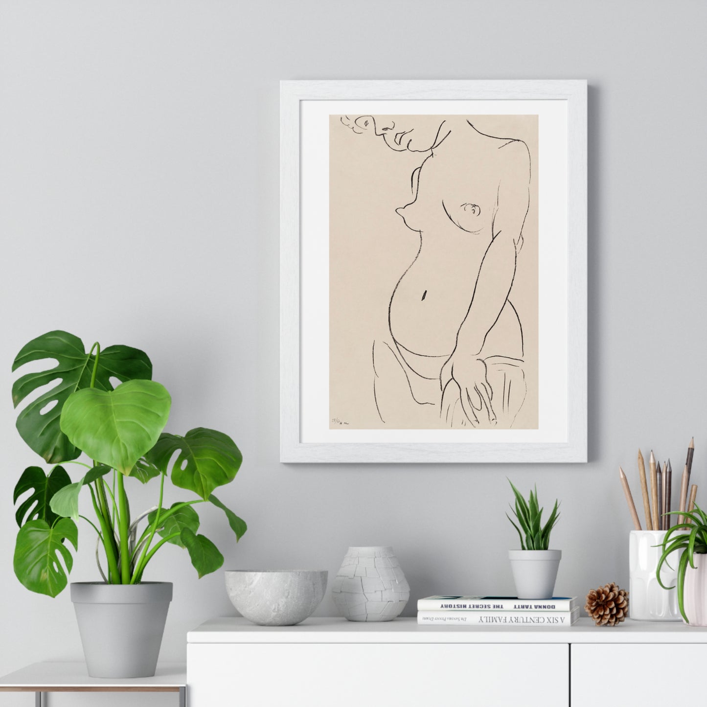 Nude Three Quarters, Part of Head Cropped (1913) by Henri Matisse from the Original, Framed Art Print