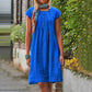 Vireous U-Neck Short Sleeve Minimalist Dress, Multi Colours