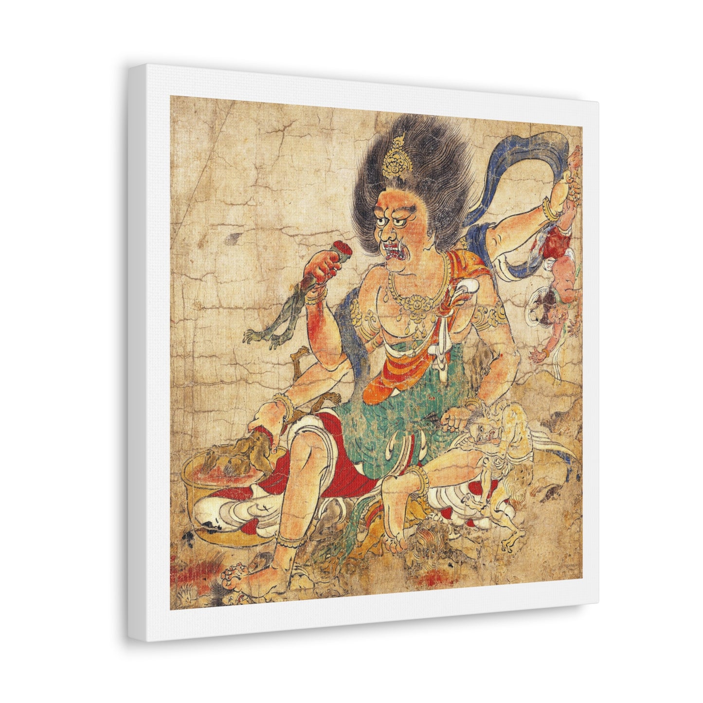 Japanese Antique Scroll: Tenkeisei, God of Heavenly Punishment, Extermination of Evil, Canvas Art Print from the Original