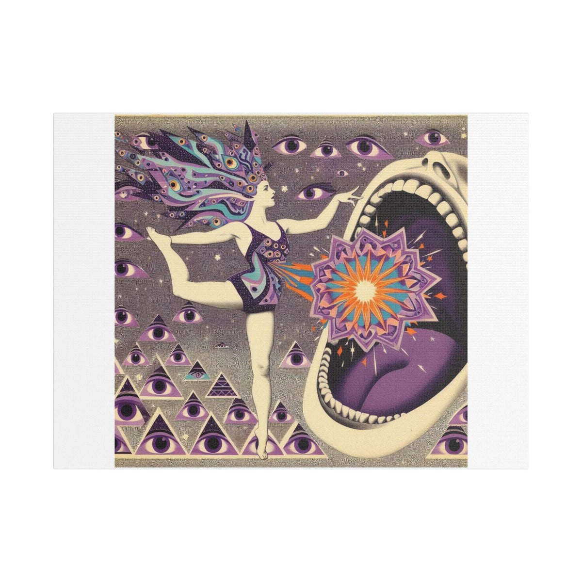 Surreal Eye and Cosmic Mouth Canvas Wall Art