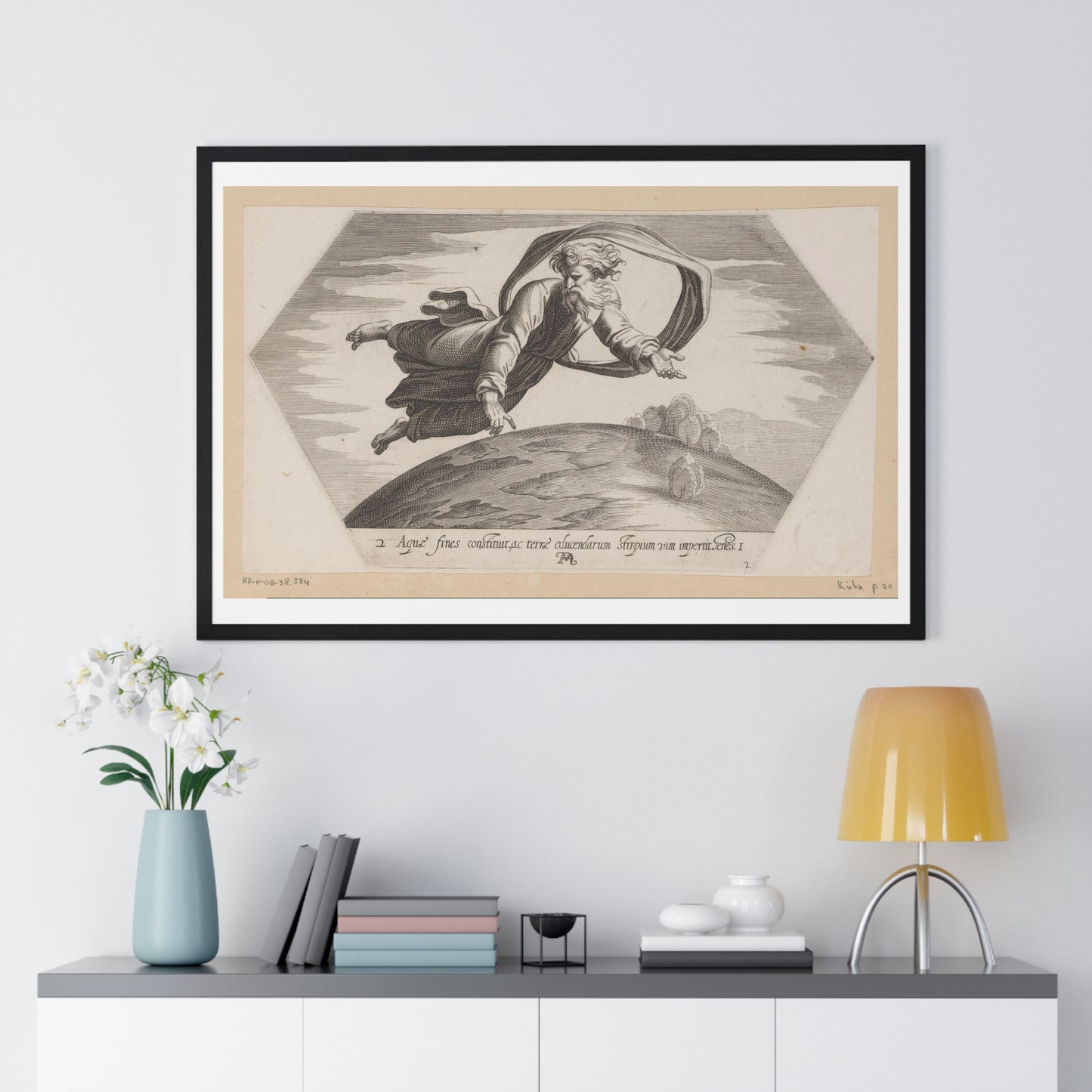 God Scheidt de Wateren (1626) by Francesco Villamena and Rafaël, from the Original, Framed Art Print
