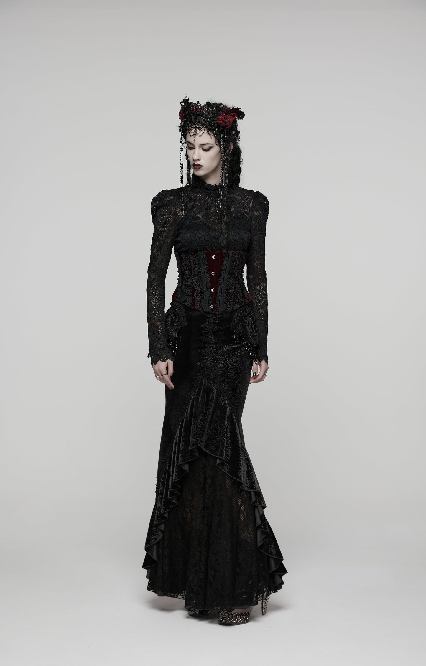 Punk Rave Goth Gorgeous Fishtail Skirt in Black