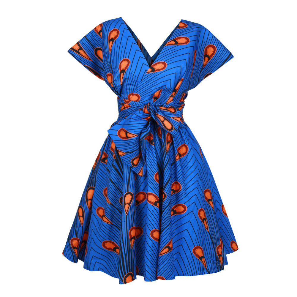 African Print Halter Dress, Pleated Skirt