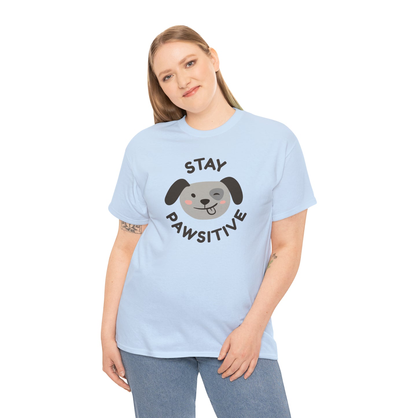 Stay Pawsitive Dog Lover's Cotton T-Shirt