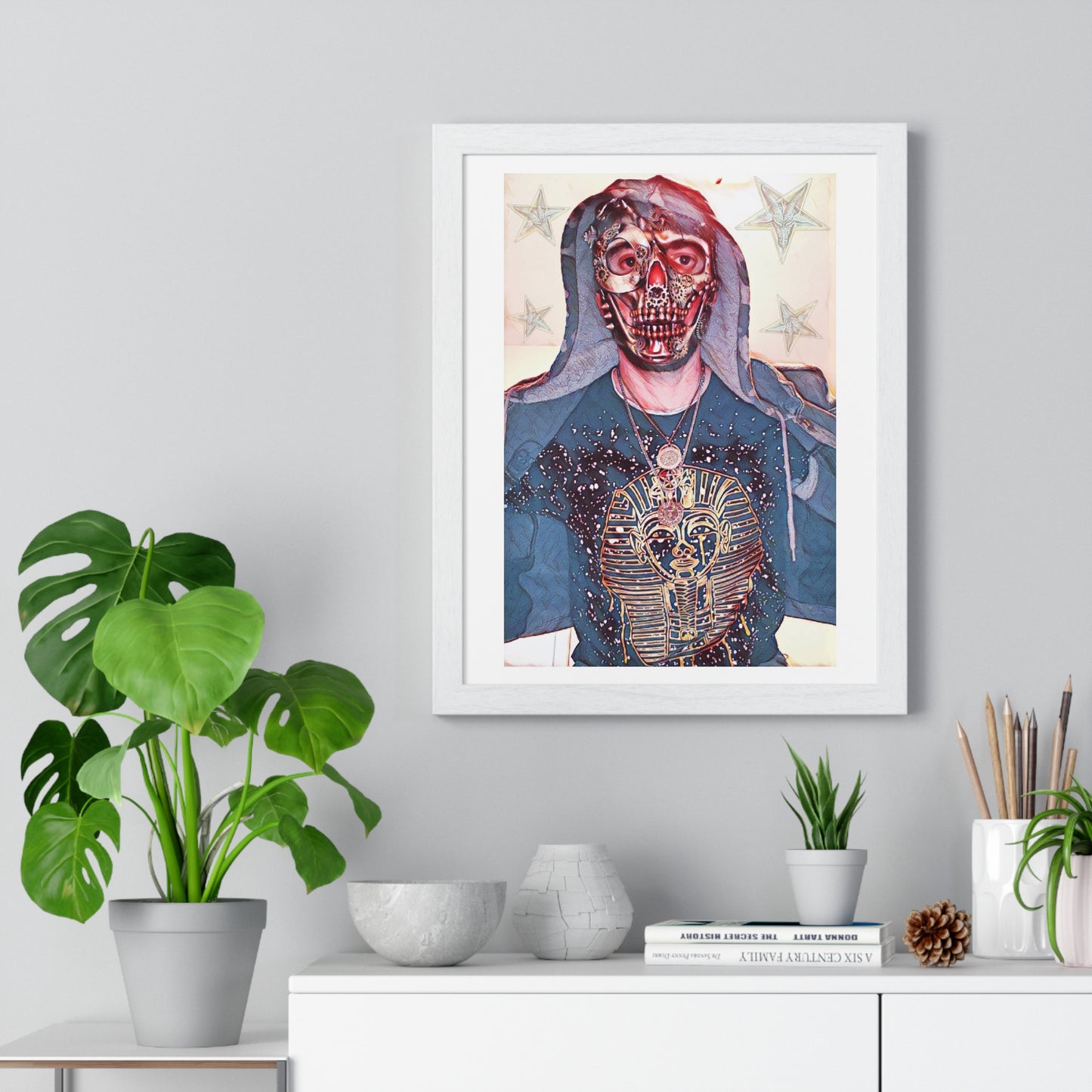 Alt Punk Portrait Art, Large Decor Framed Print