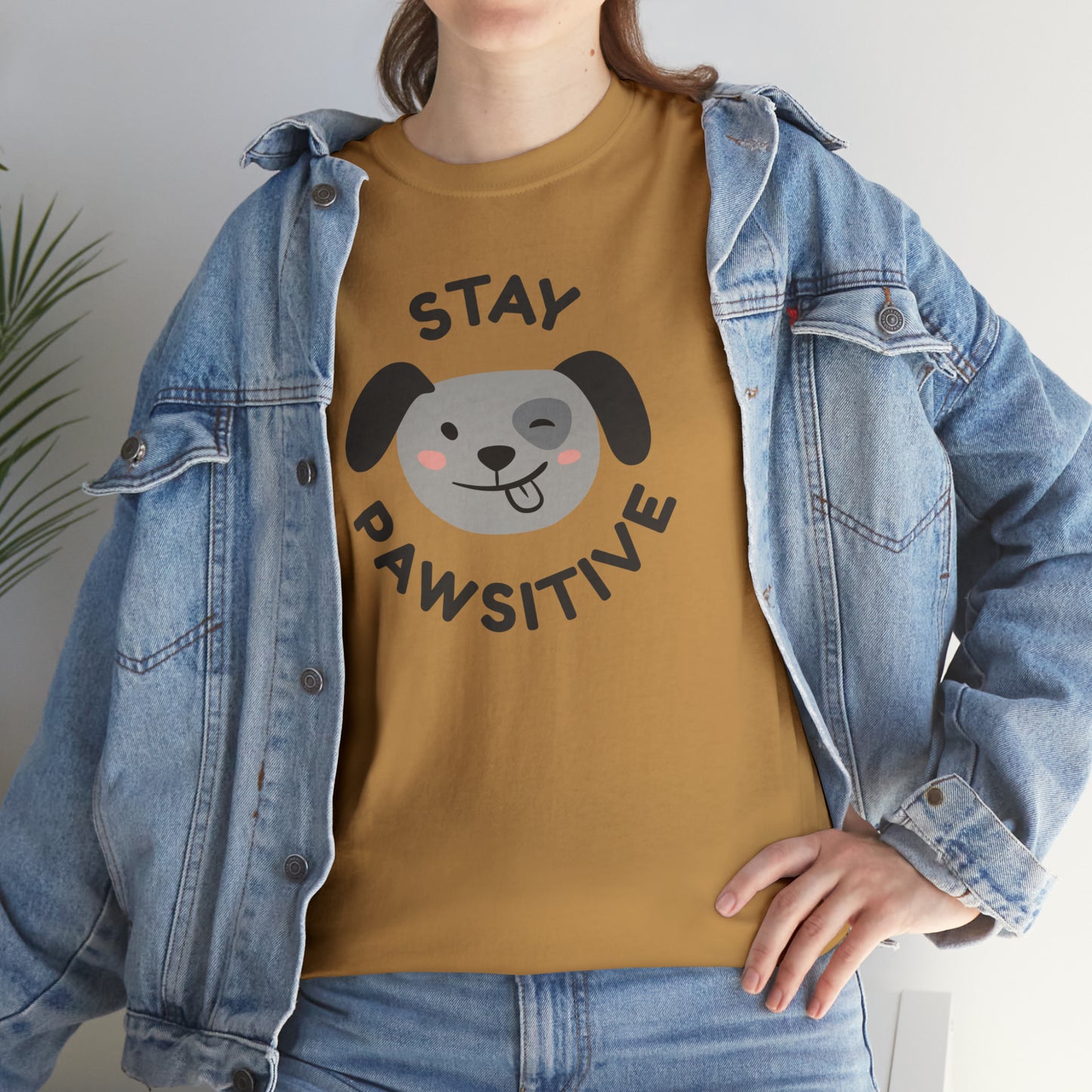 Stay Pawsitive Dog Lover's Cotton T-Shirt