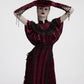 Punk Rave Selene Embroidered Velvet Gloves in Crimson