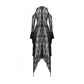 Dark in Love Carys Black Gothic Asymmetrical Lace Off-Shoulder Dress with Rhinestone Detail