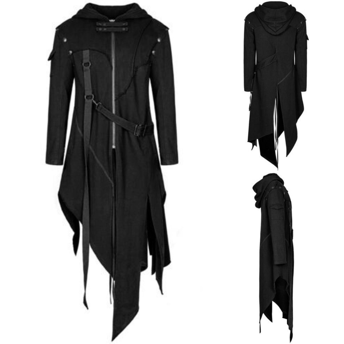 Gothic Punk-Style Long Belted Costume Jacket