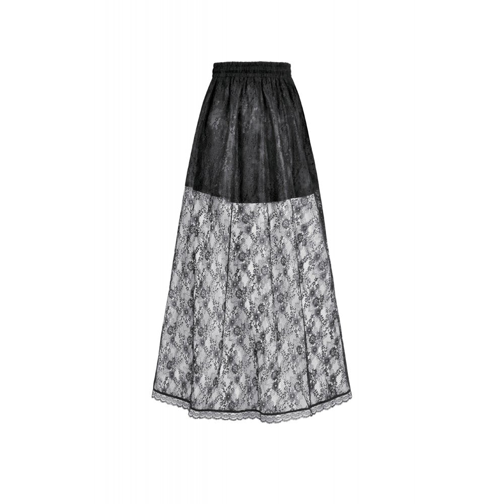 Dark in Love Sabina High-Low Sheer Lace Skirt in Black