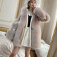 Vireous Rich Faux Fox Fur Women's Belted Jacket