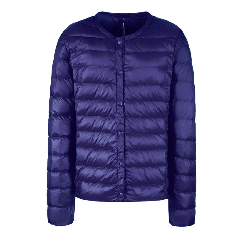 Lightweight Down Jacket, Women's Collarless Short Coat, Multi Colours