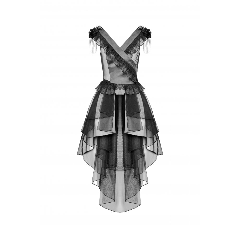 Dark in Love Seraphina Tiered Mesh and Ruffle Goth Gown