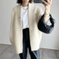 Loose-Fit Round Neck Single Breasted Women's Cardigan Coat