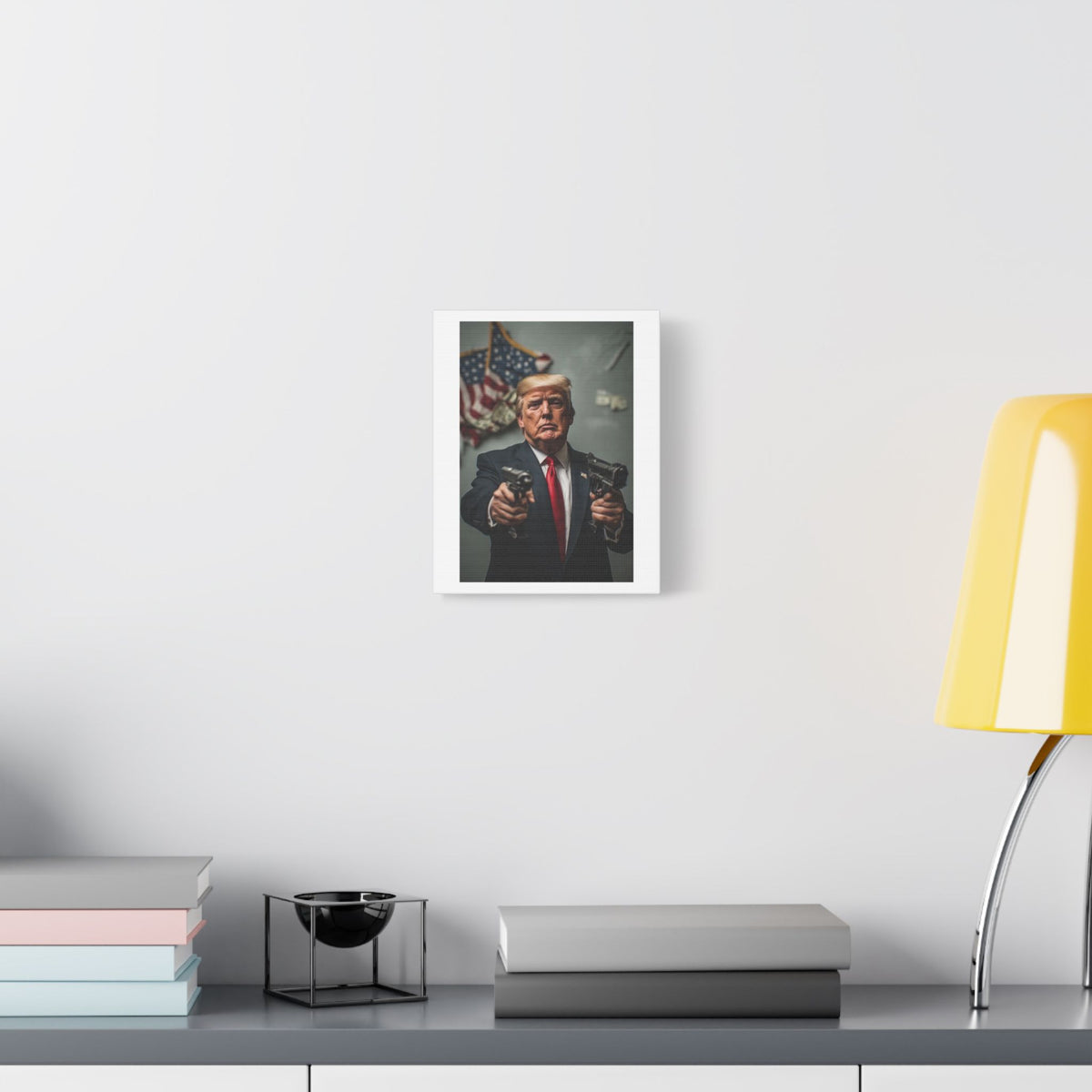Gangster Donald Trump, Surrealist Art Print on Satin Canvas, Stretched