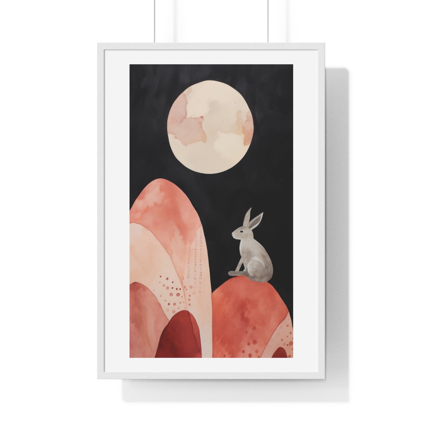 Bunny on the Moon 'Designed by AI' Wooden Framed Print