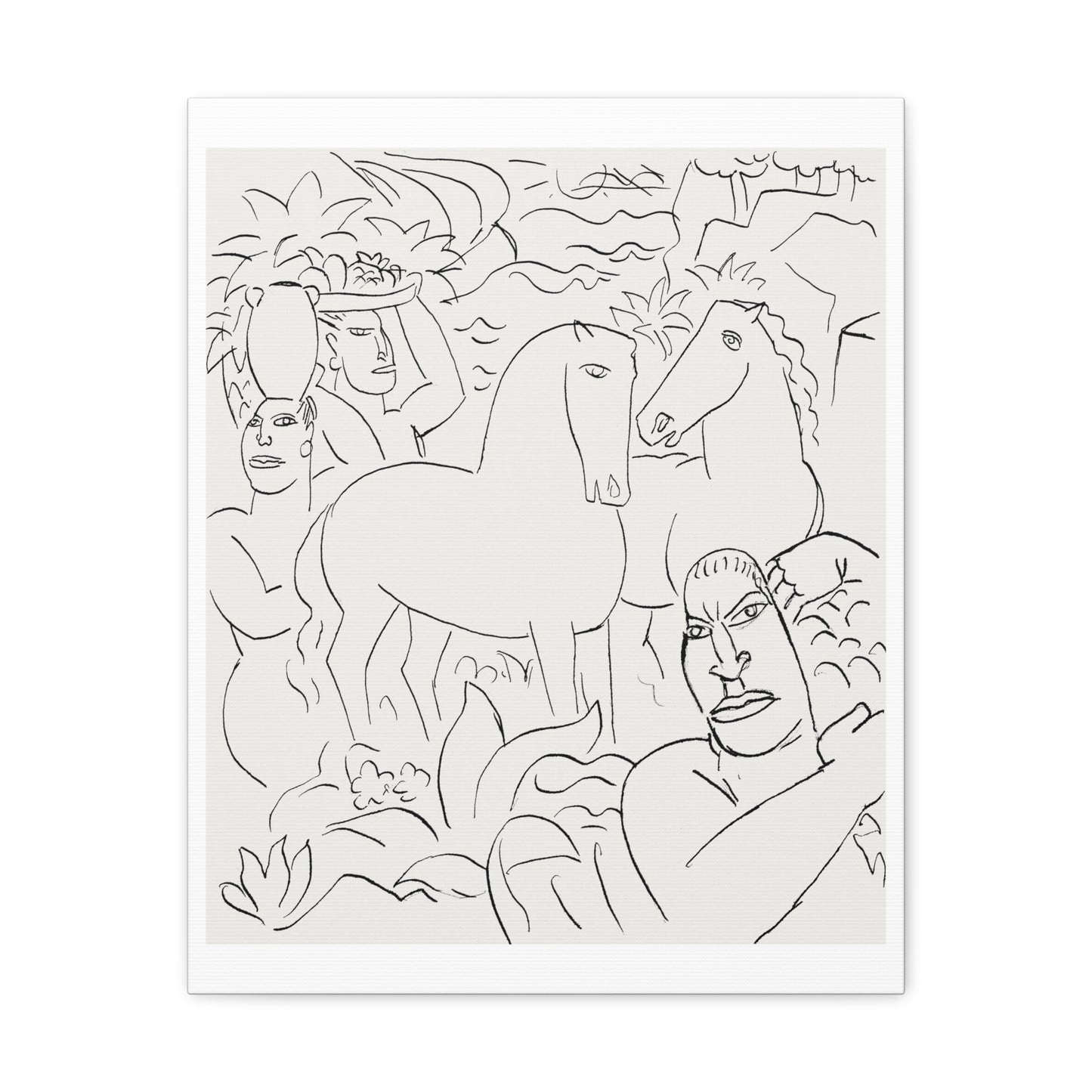 Landscape With a Man, Two Women and Horses (1891–1941) by Leo Gestel, Canvas Art Print from the Original