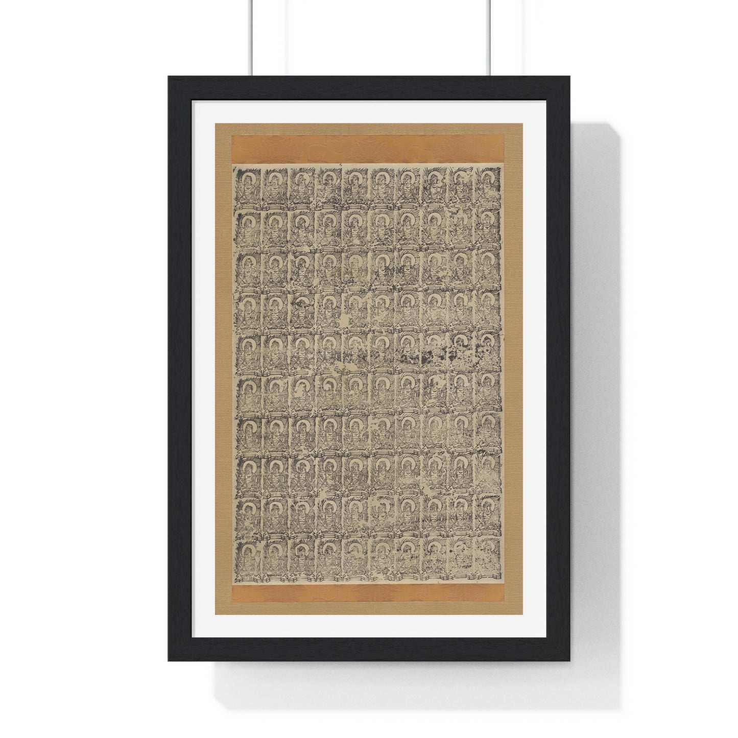 Stamped Images of the Wisdom King Fudō (Acala), Antique Japanese Scroll, from the Original, Framed Art Print