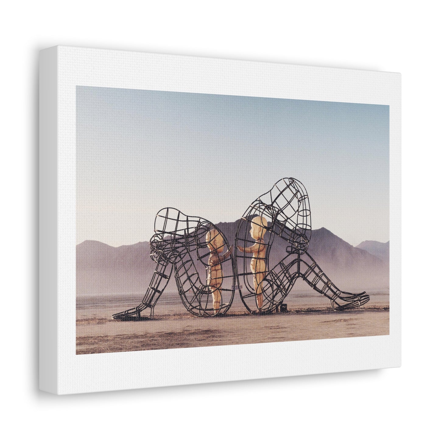 Architecture of Two Persons Turning their Backs to One Another at Burning Man, Art Print on Satin Canvas