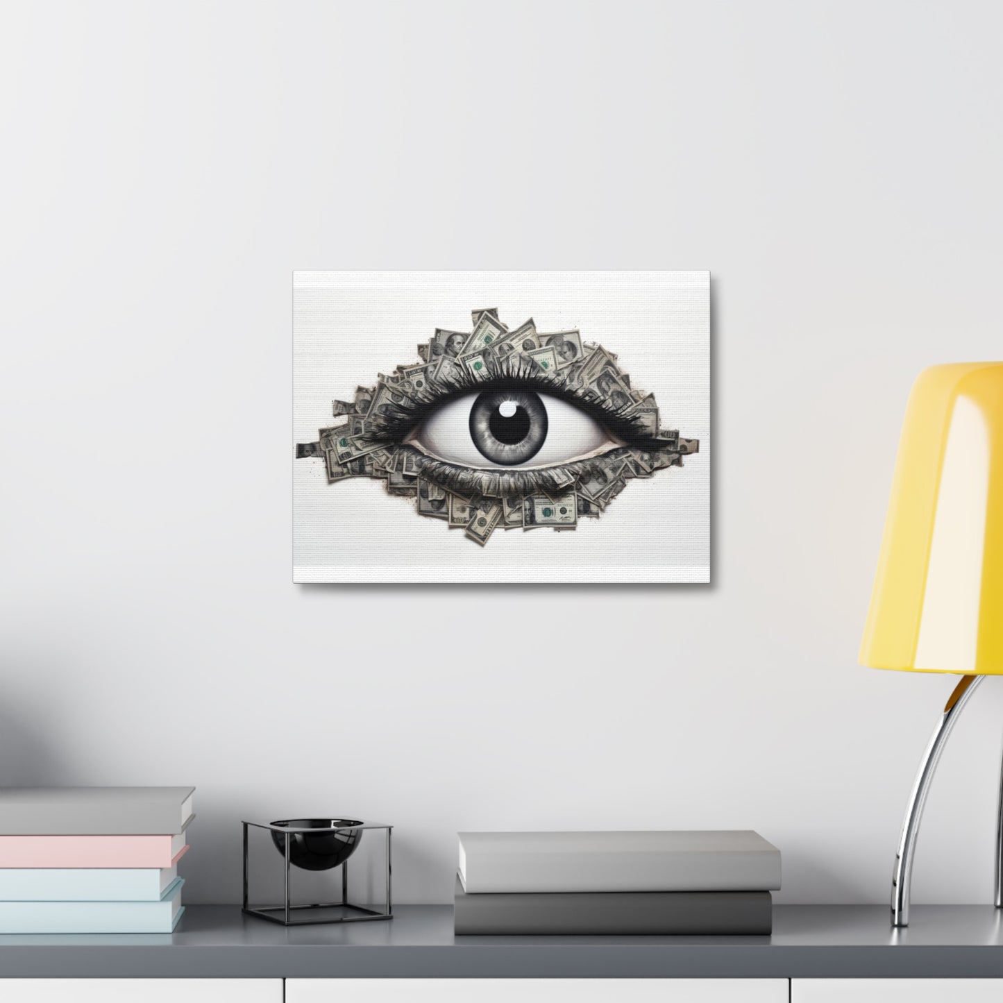 Esoteric Drawing, Money Dollar Currency Art Print 'Designed by AI' on Satin Canvas