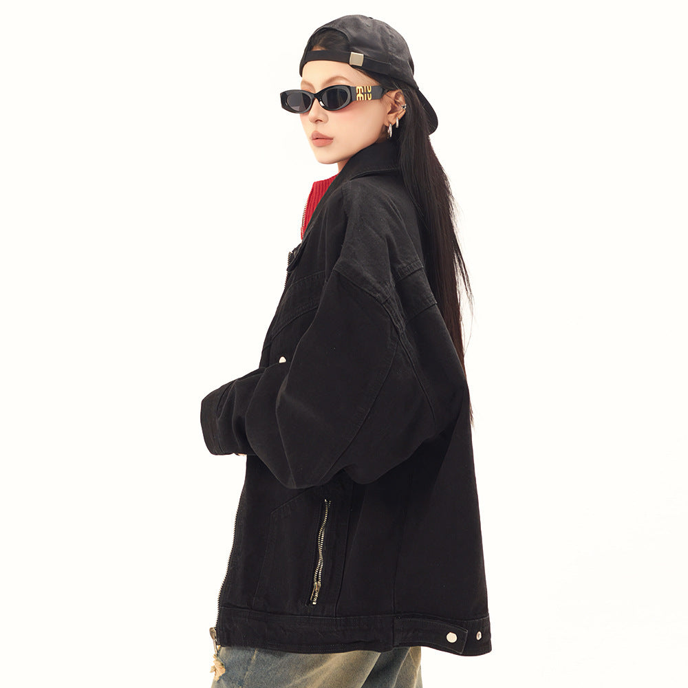 Punk Old Wash Denim Unisex Short Coat
