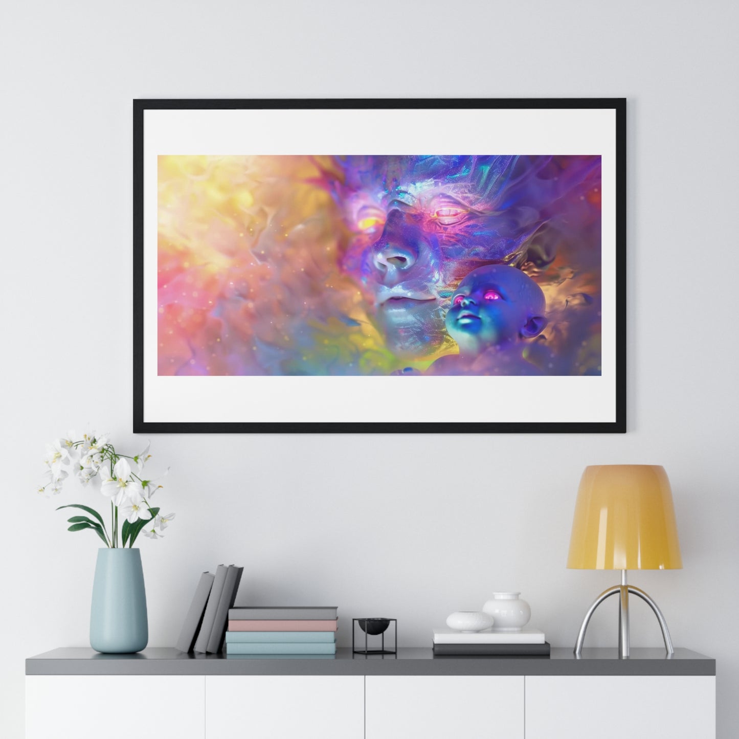 Faces of Ecstasy in Art 'Designed by AI, Framed Art Print