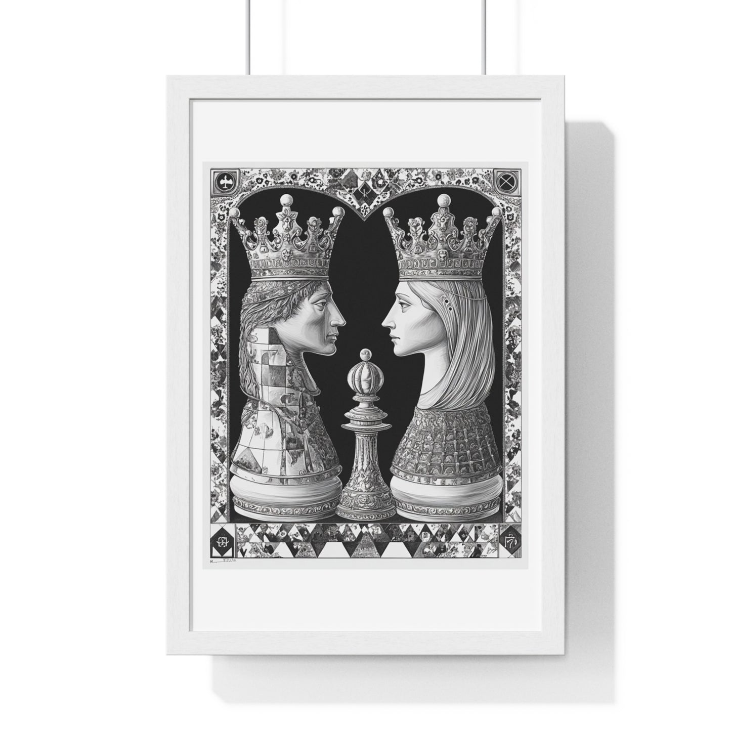 Even the King and the Queen Go Back in the Box, Abstract Art 'Designed by AI' Framed Print