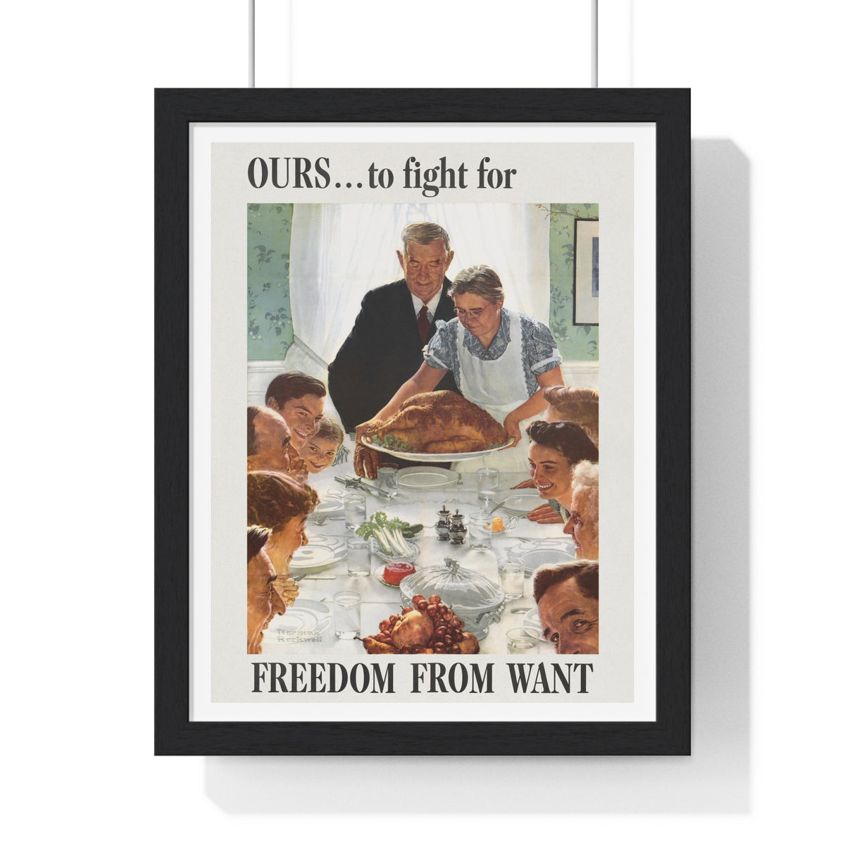 Ours to Fight For, Freedom From Want, Vintage Thanksgiving Illustration by Norman Rockwell, Framed Print
