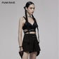 Punk Rave Nyx Elastic Cross-Strap Crop Top in Black